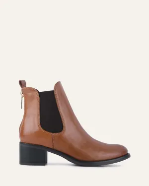 CLAIRE MID ANKLE BOOTS BRANDY LEATHER Jo Mercer