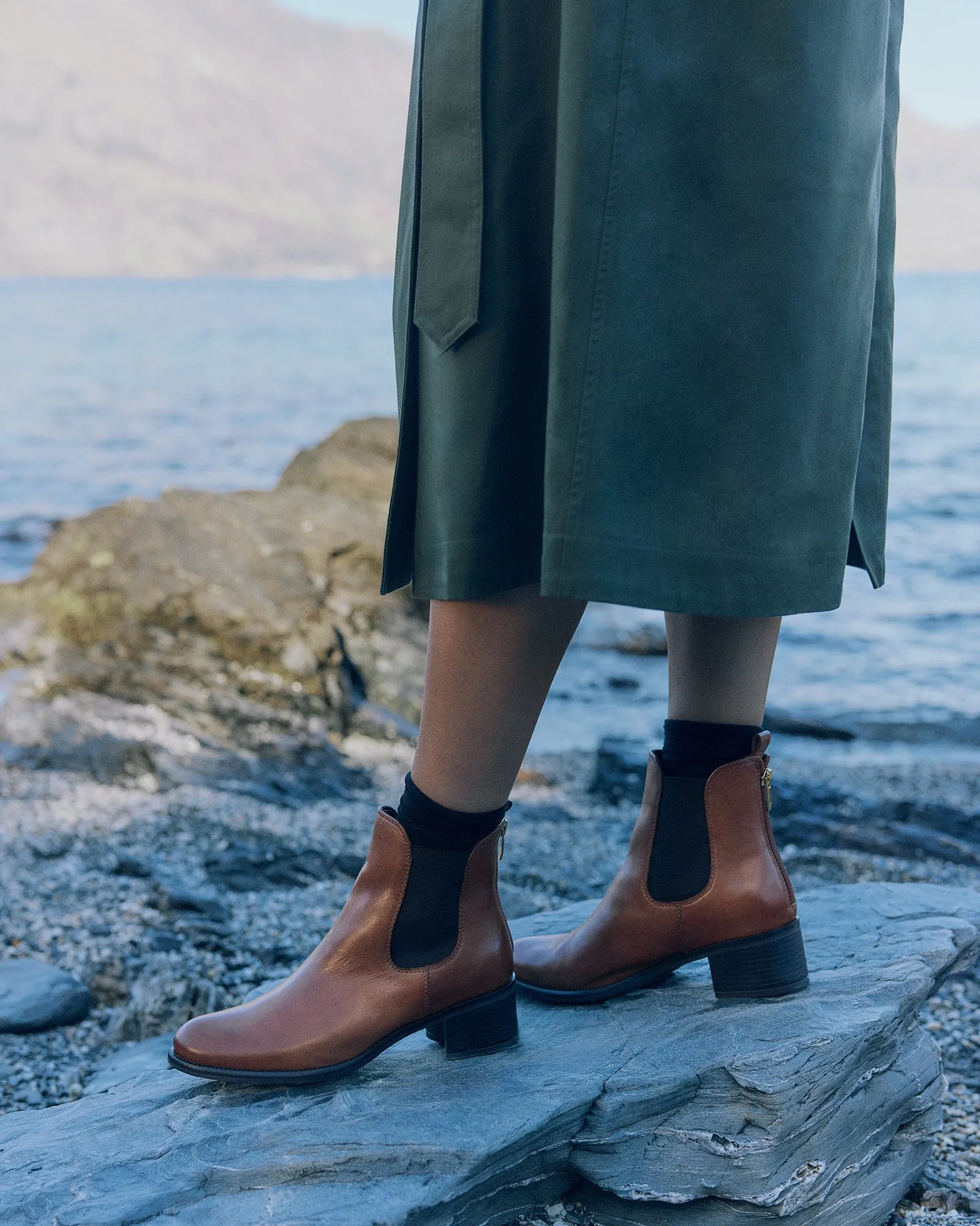 CLAIRE MID ANKLE BOOTS BRANDY LEATHER Jo Mercer