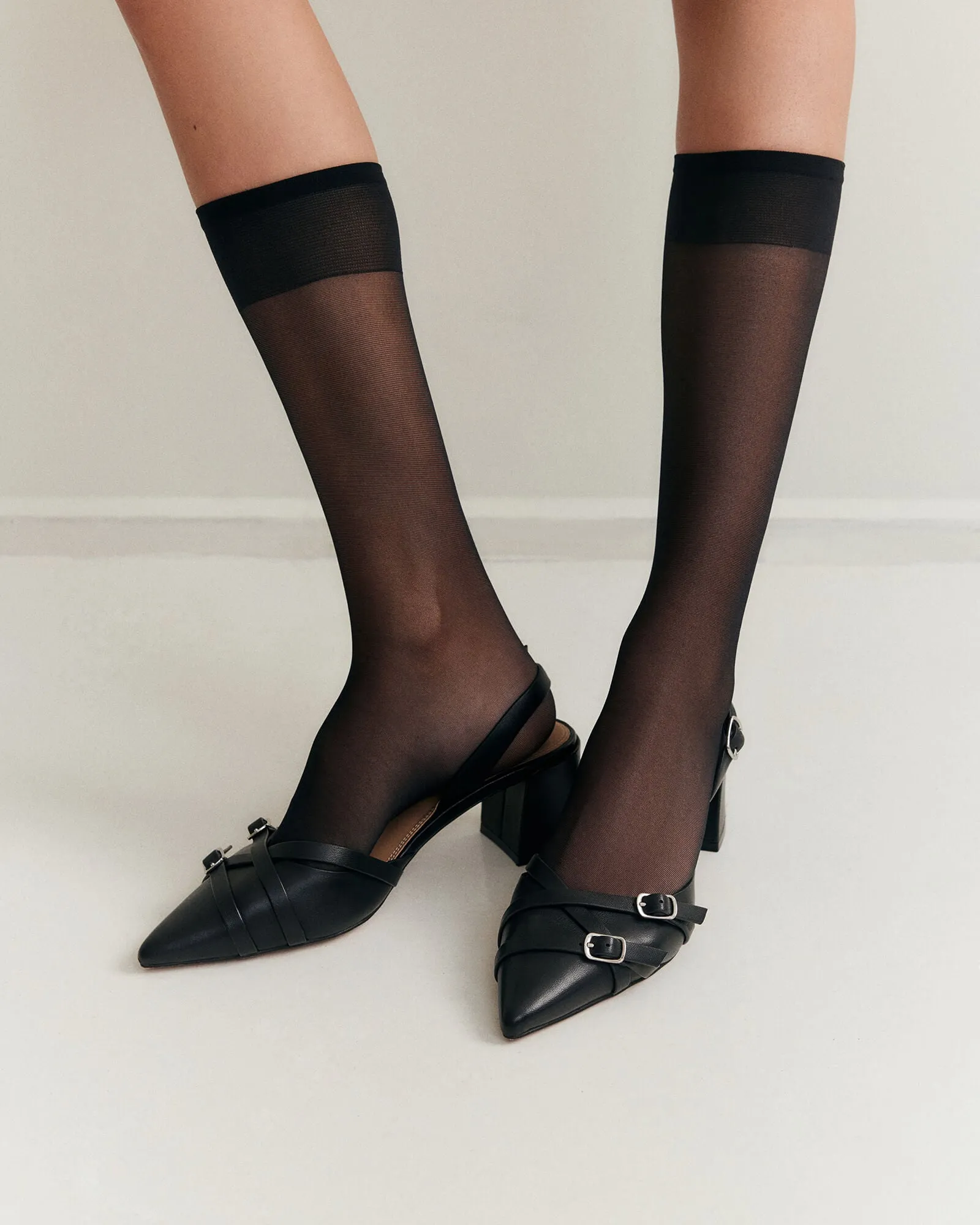 COBY LOW HEELS BLACK LEATHER Jo Mercer