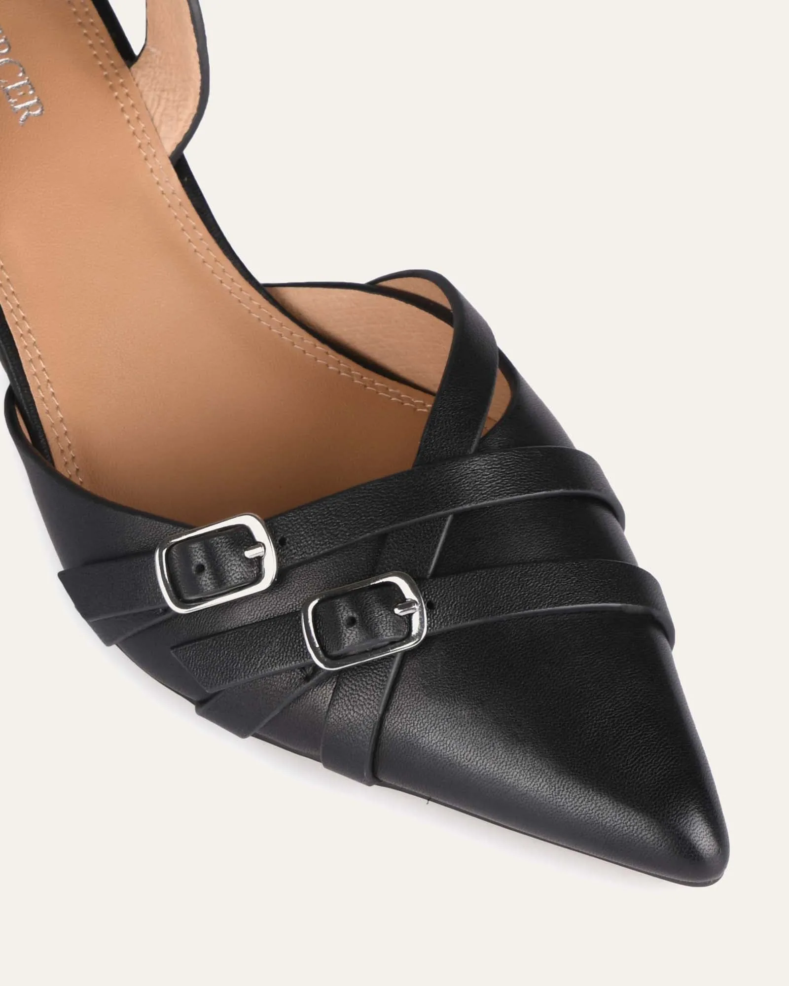COBY LOW HEELS BLACK LEATHER Jo Mercer