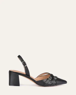 COBY LOW HEELS BLACK LEATHER Jo Mercer