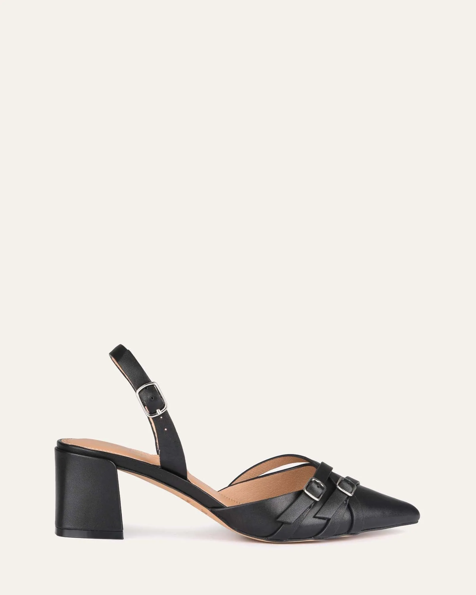 COBY LOW HEELS BLACK LEATHER Jo Mercer