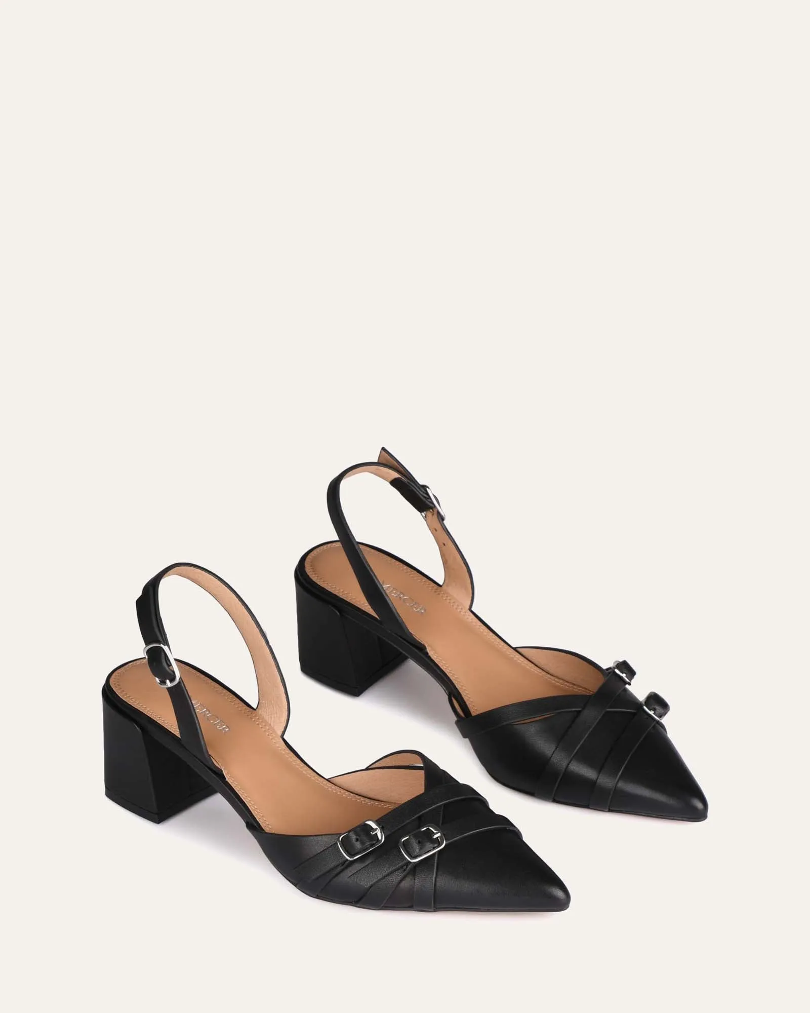 COBY LOW HEELS BLACK LEATHER Jo Mercer