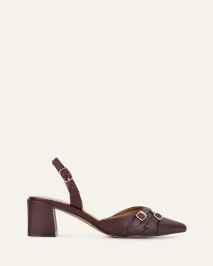 COBY LOW HEELS COCOA BROWN LEATHER Jo Mercer