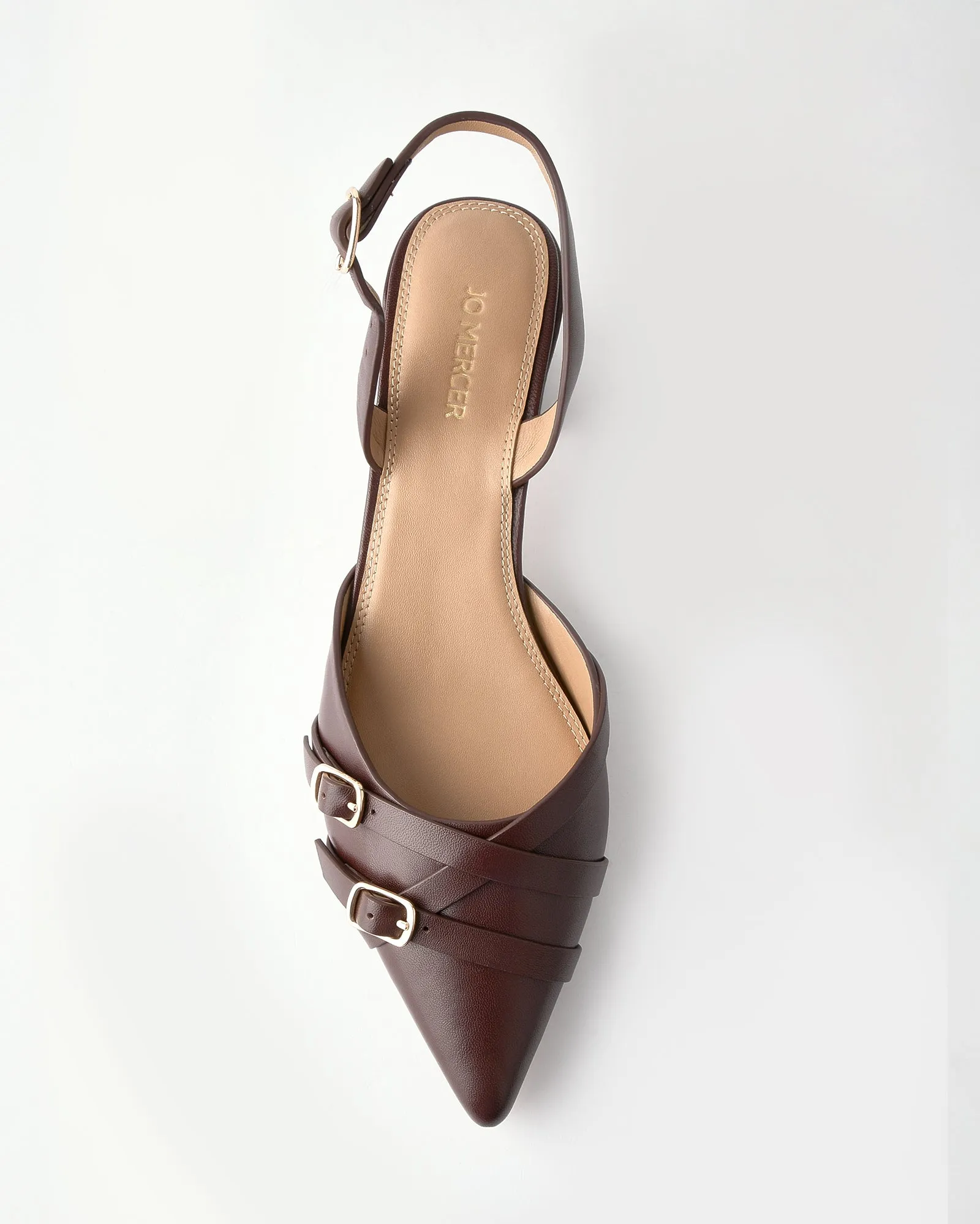 COBY LOW HEELS COCOA BROWN LEATHER Jo Mercer