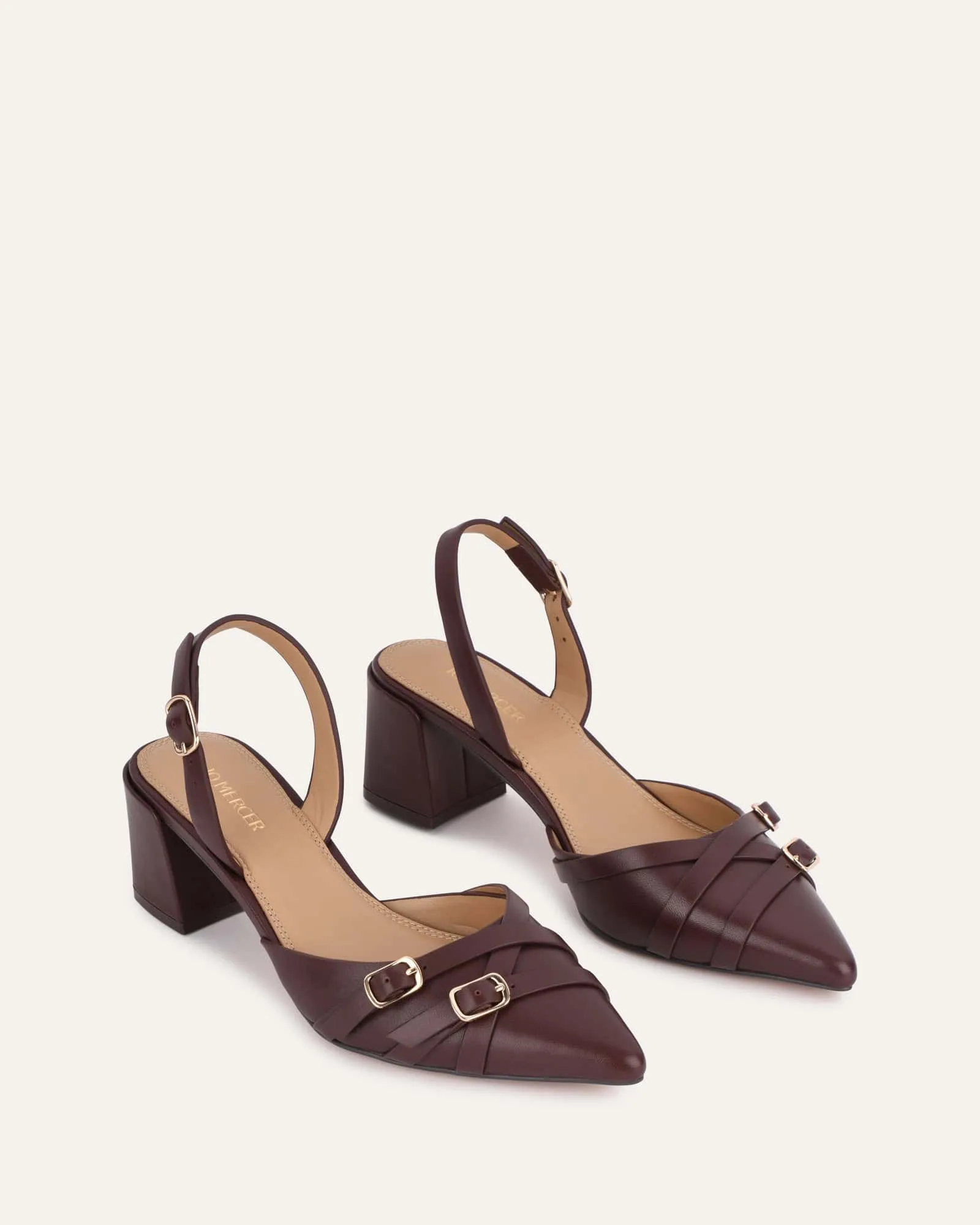 COBY LOW HEELS COCOA BROWN LEATHER Jo Mercer