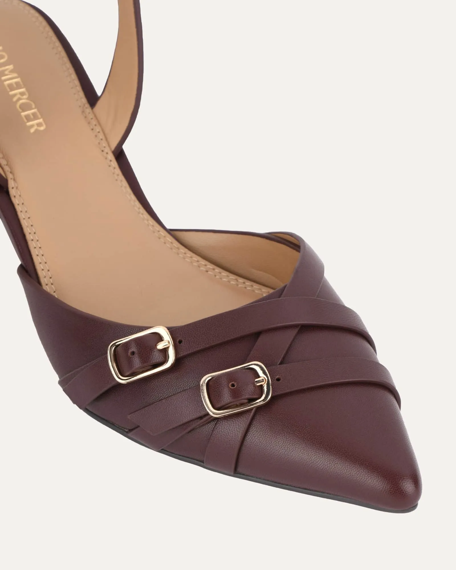 COBY LOW HEELS COCOA BROWN LEATHER Jo Mercer