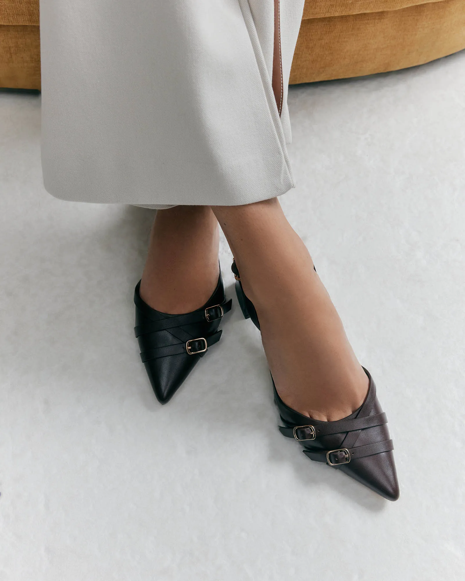 COBY LOW HEELS COCOA BROWN LEATHER Jo Mercer