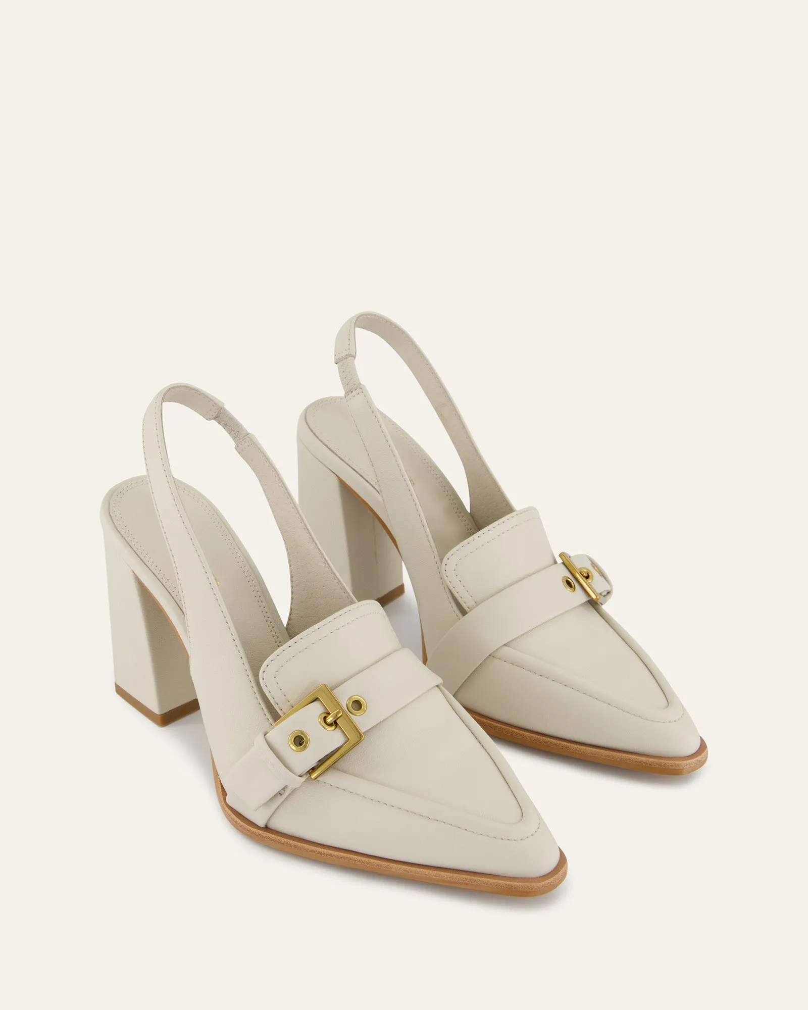 CODIE HIGH HEELS OFF WHITE LEATHER Jo Mercer
