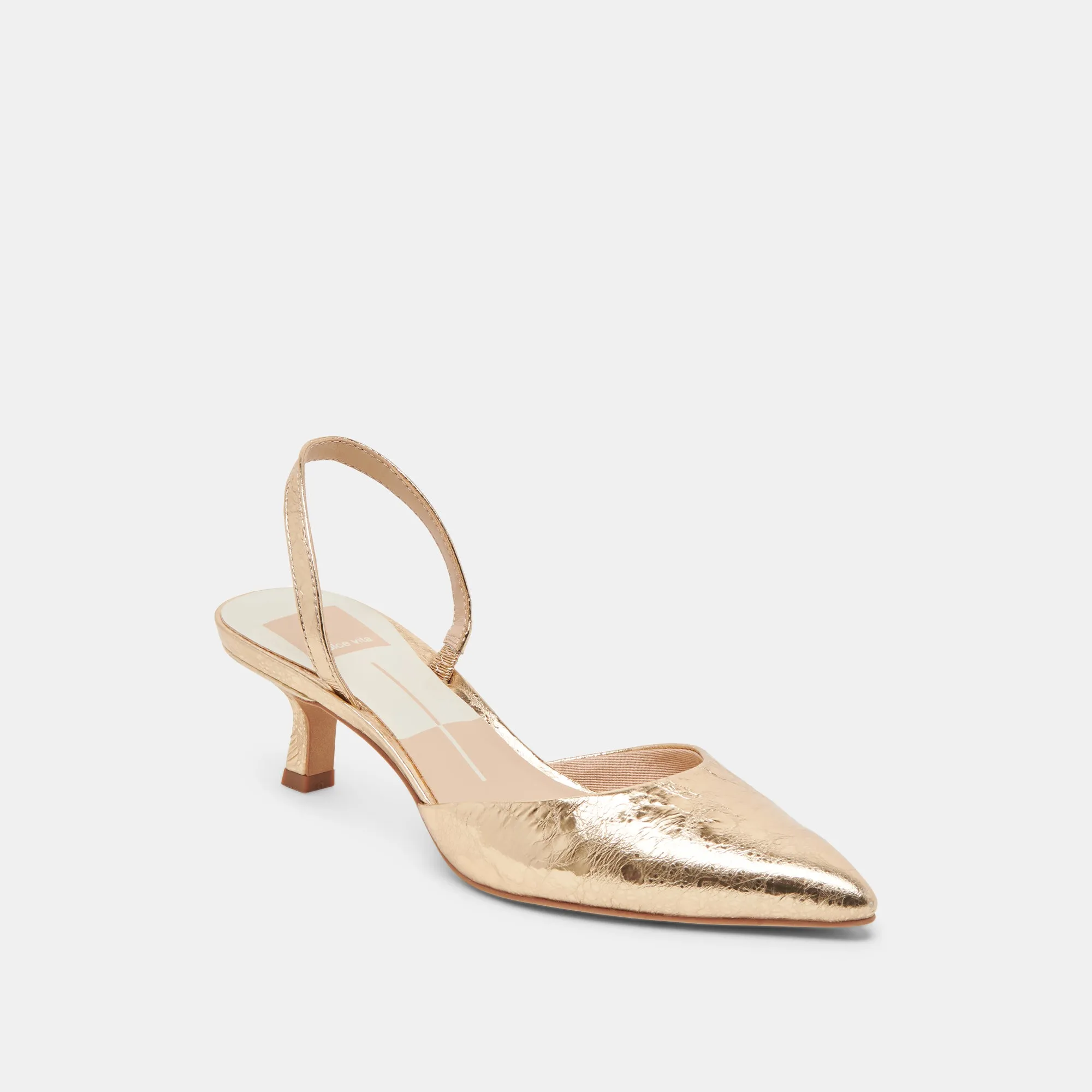 CORSA HEELS GOLD DISTRESSED LEATHER Dolce Vita