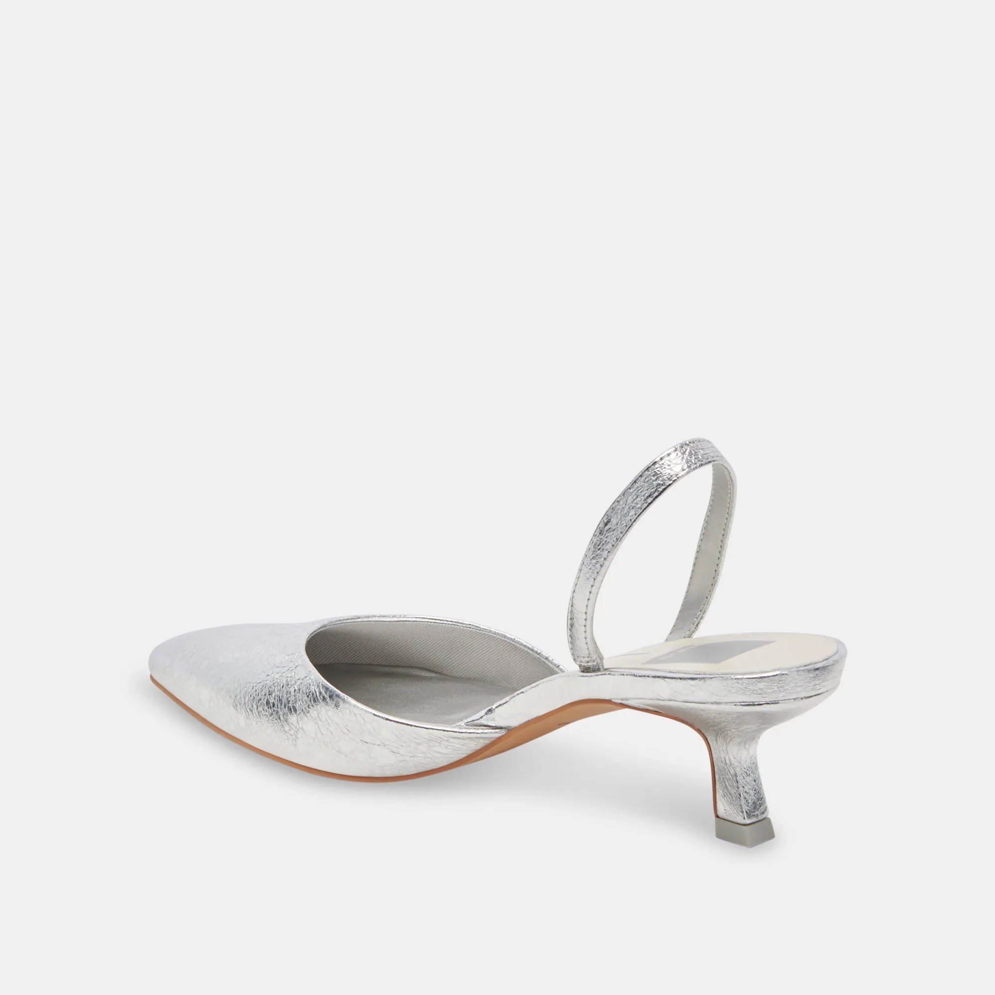 CORSA WIDE HEELS SILVER CRACKLED LEATHER Dolce Vita
