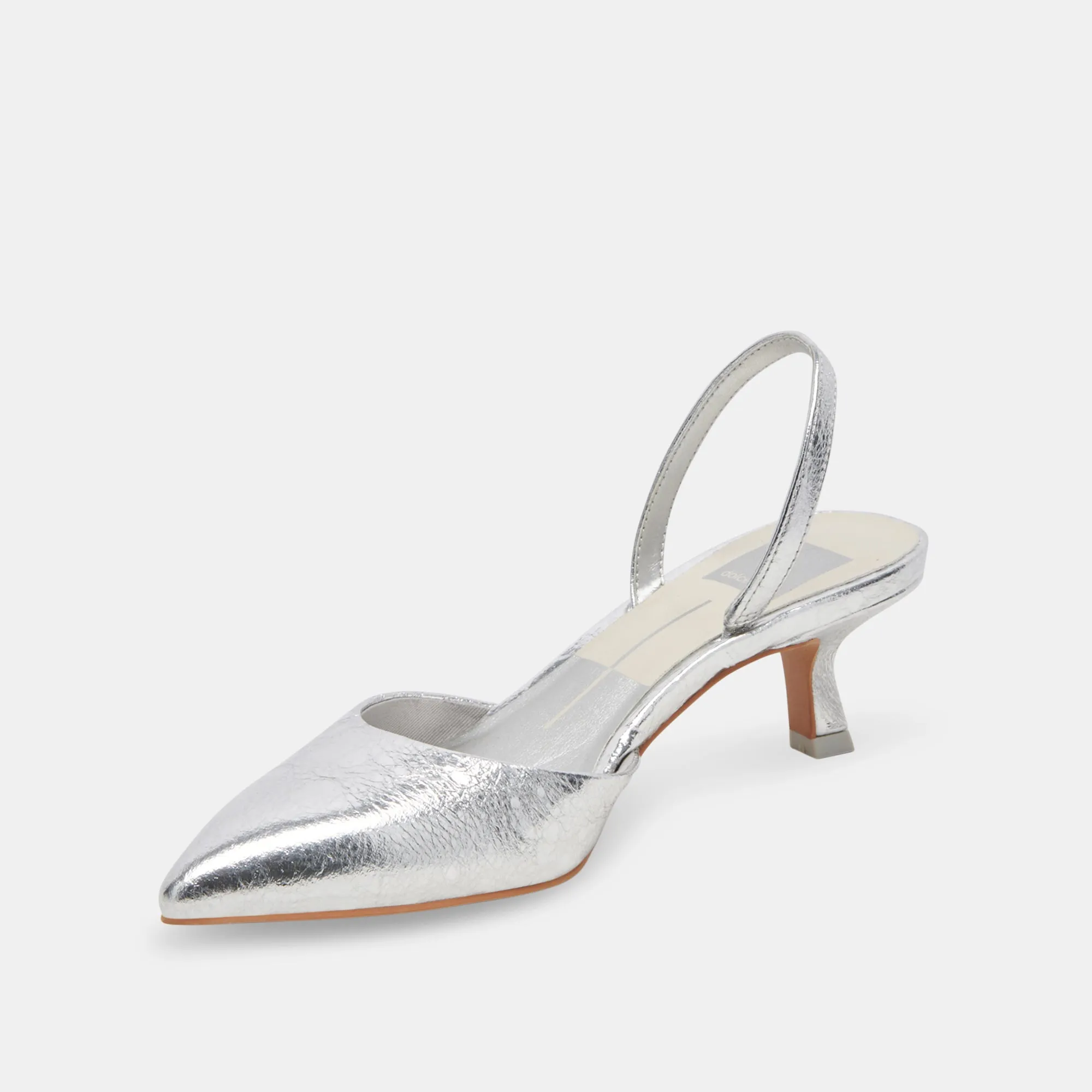 CORSA WIDE HEELS SILVER CRACKLED LEATHER Dolce Vita