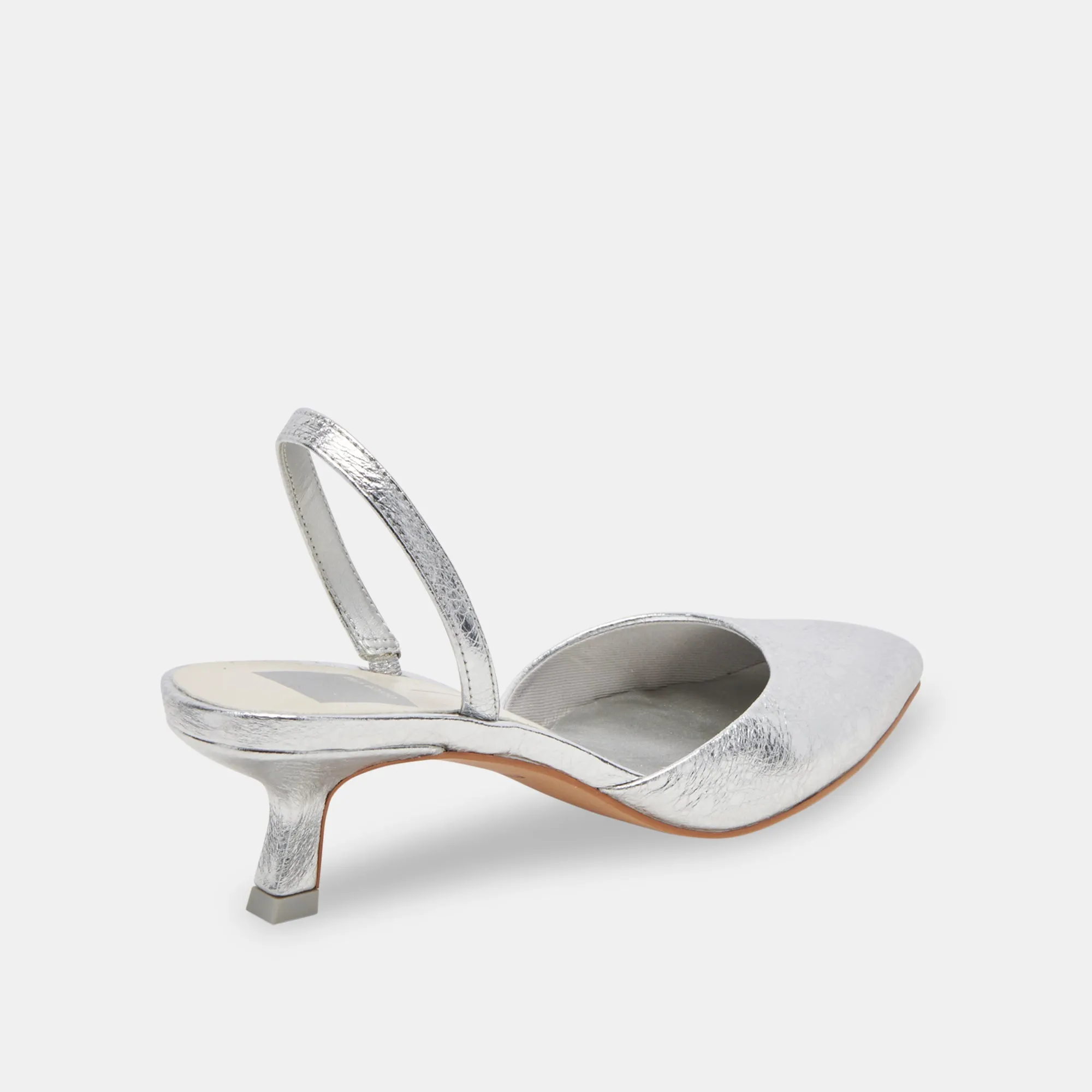 CORSA WIDE HEELS SILVER CRACKLED LEATHER Dolce Vita
