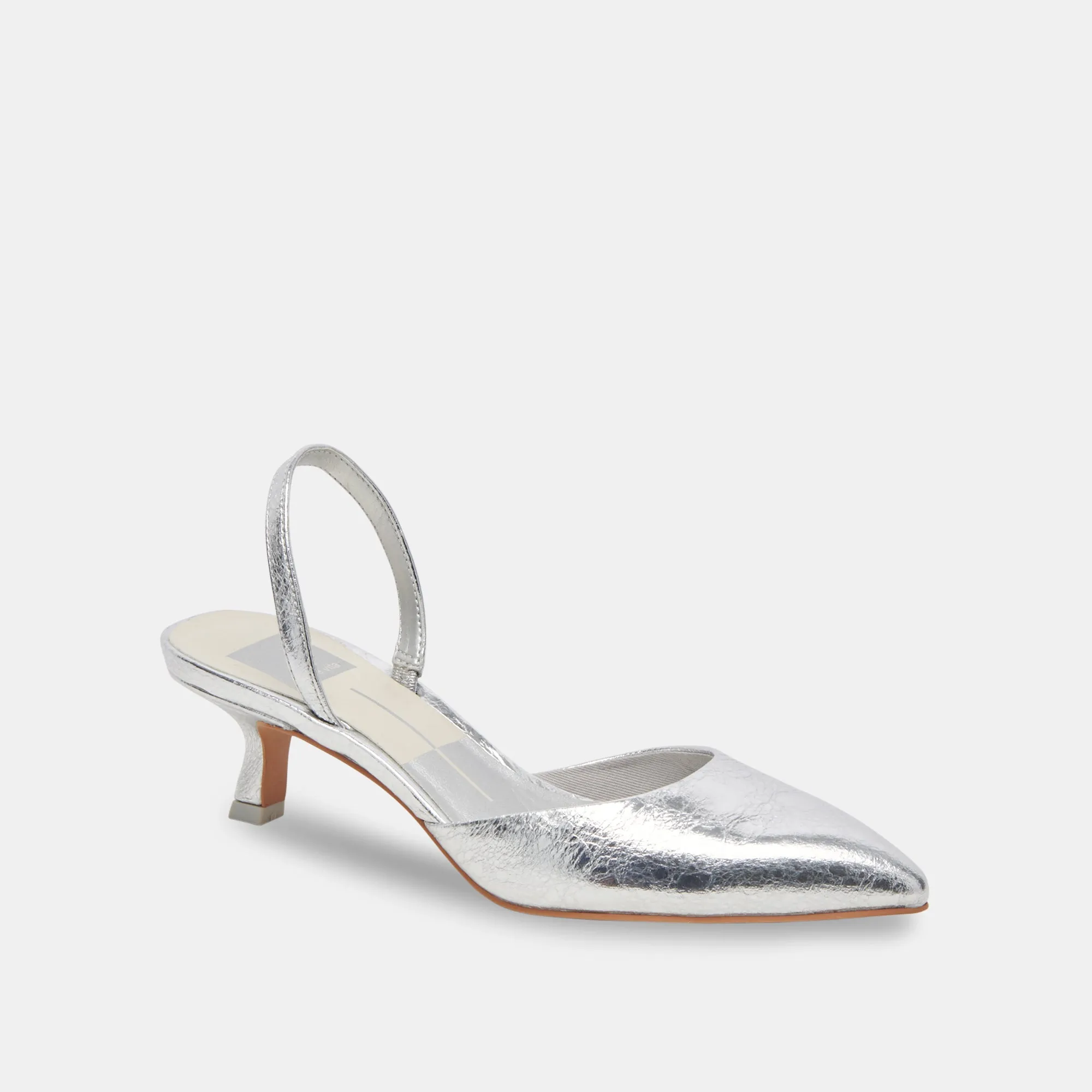 CORSA WIDE HEELS SILVER CRACKLED LEATHER Dolce Vita