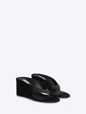 Cube thong mules in satin
