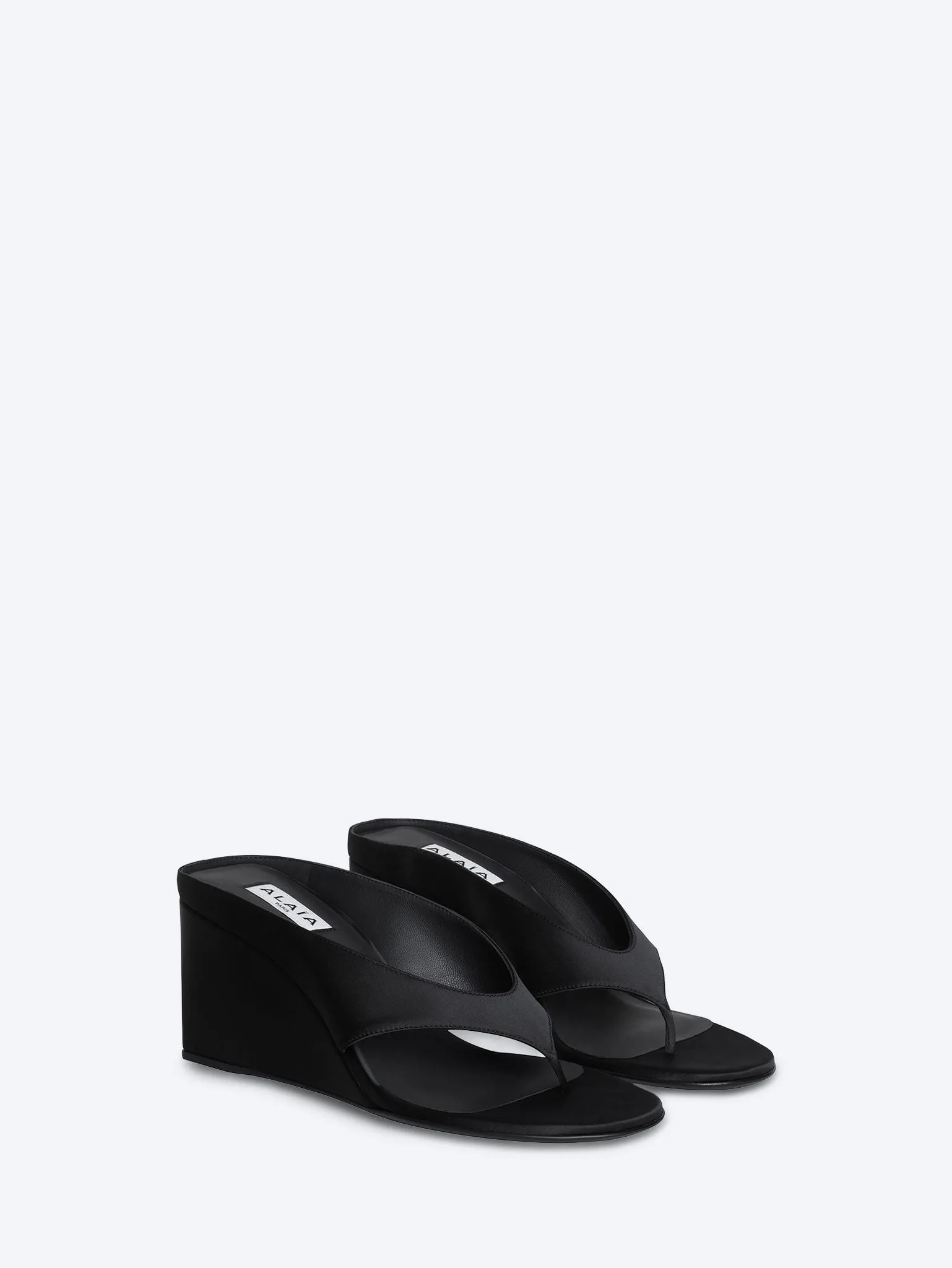 Cube thong mules in satin