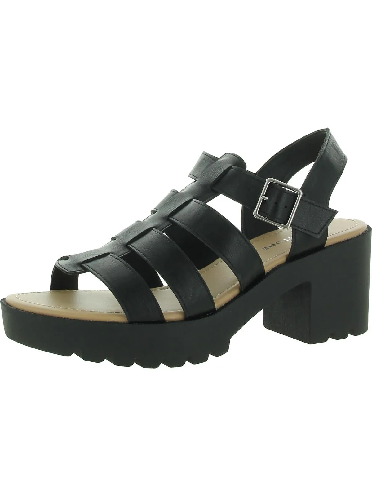 Daisee Womens Faux Leather Platform Block Heels