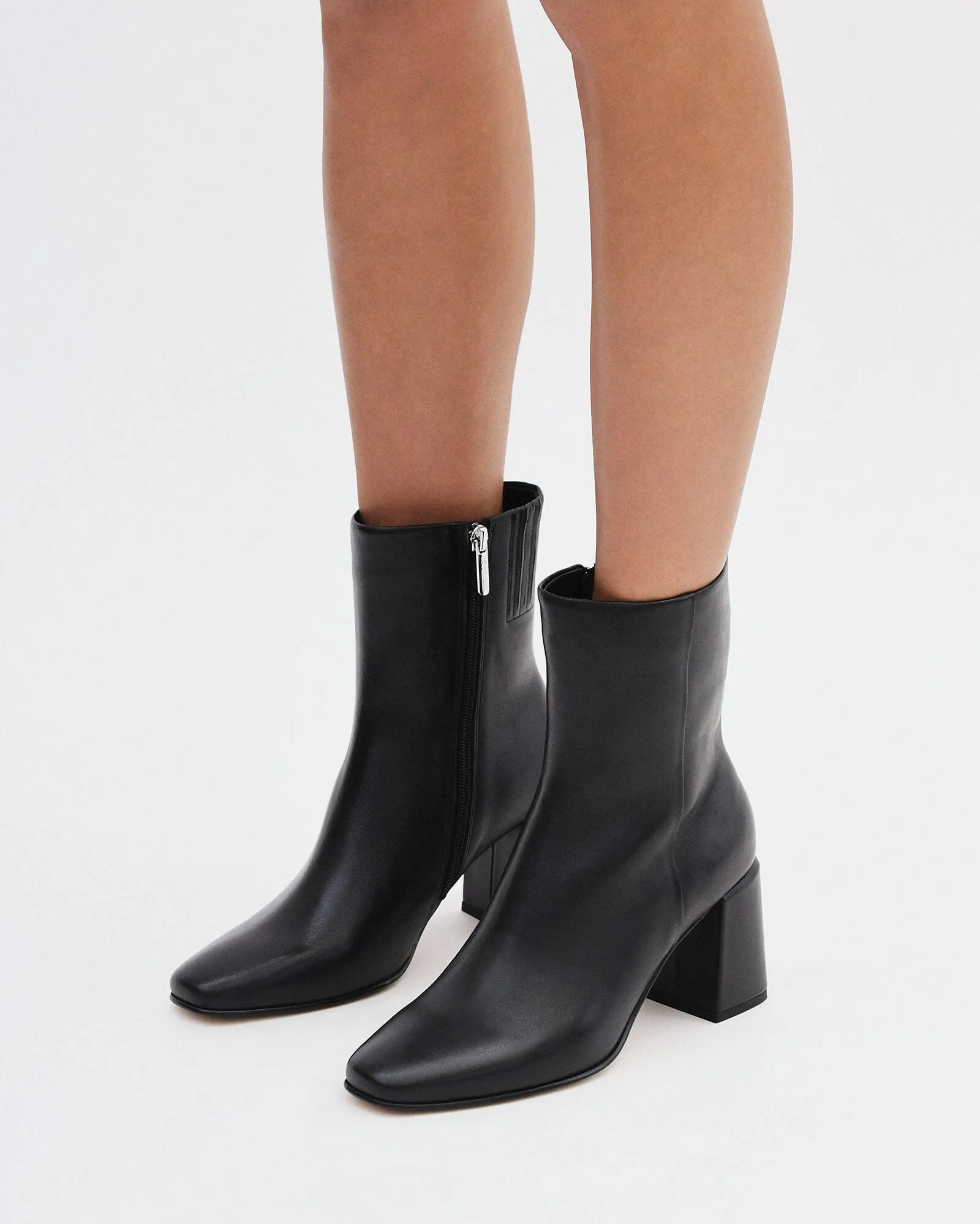 DAKOTA MID ANKLE BOOTS BLACK LEATHER Jo Mercer
