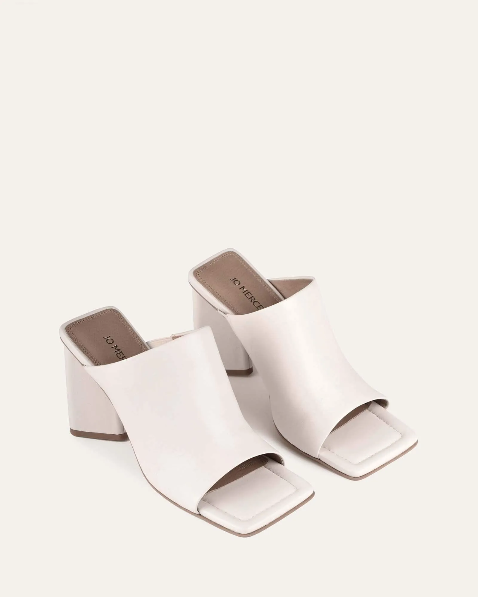 DANIELLE HIGH HEEL SANDALS OFF WHITE LEATHER Jo Mercer