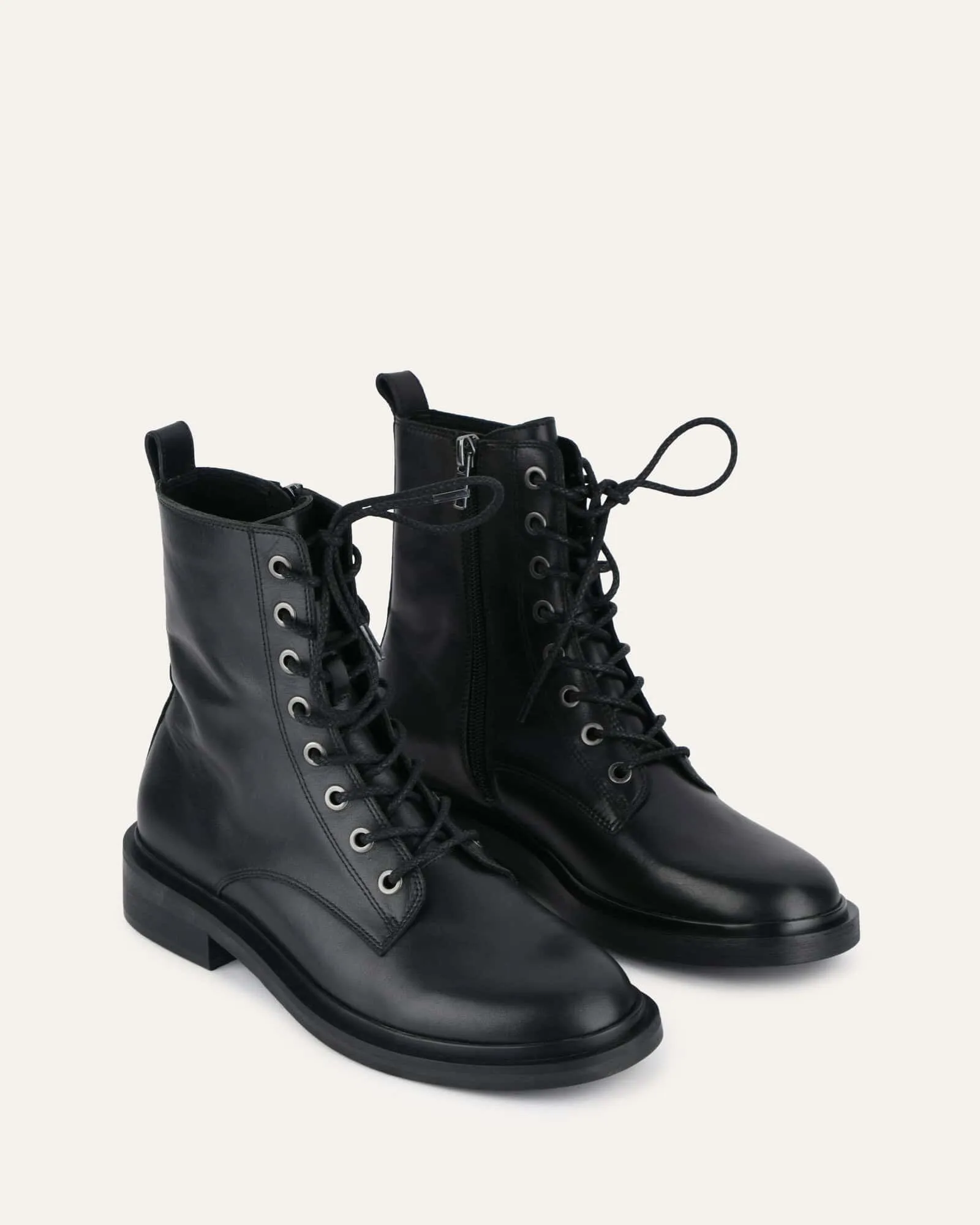 DARWIN FLAT ANKLE BOOTS BLACK LEATHER Jo Mercer