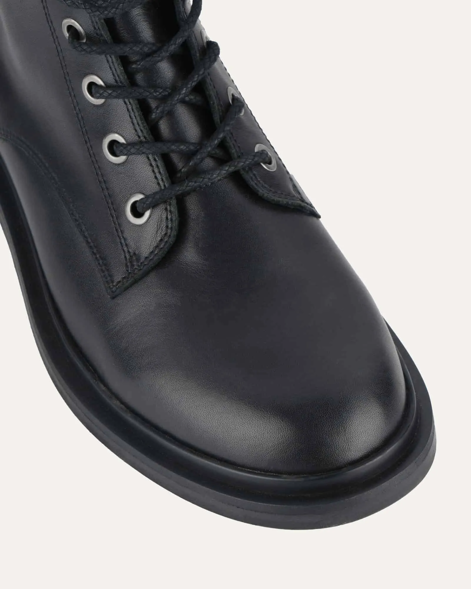 DARWIN FLAT ANKLE BOOTS BLACK LEATHER Jo Mercer