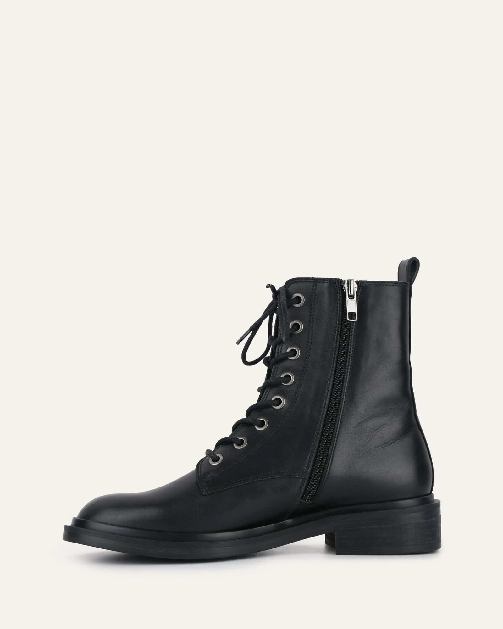 DARWIN FLAT ANKLE BOOTS BLACK LEATHER Jo Mercer