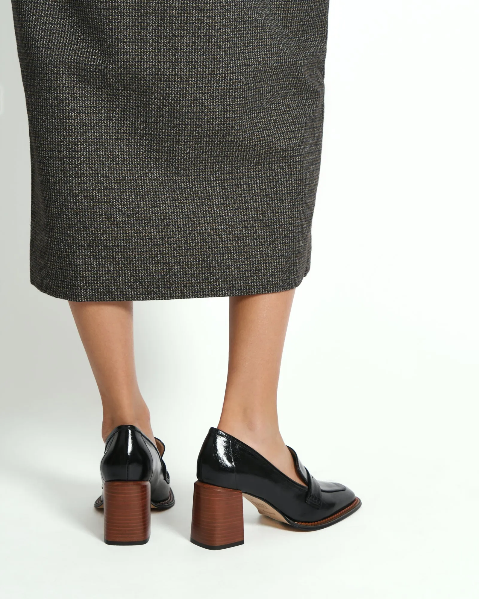 DELILAH MID HEEL LOAFERS BLACK LEATHER Jo Mercer