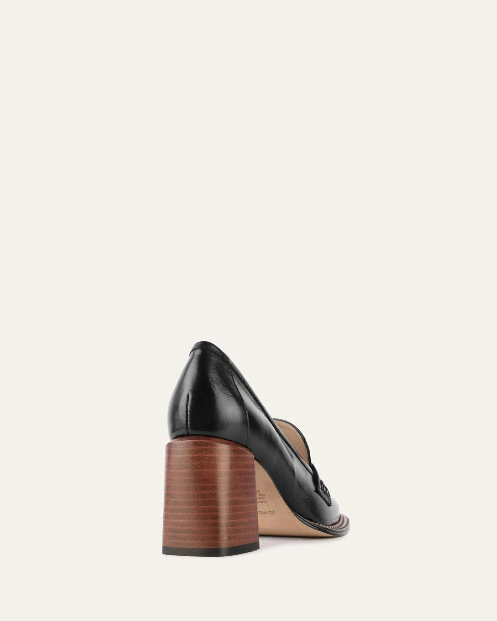 DELILAH MID HEEL LOAFERS BLACK LEATHER Jo Mercer