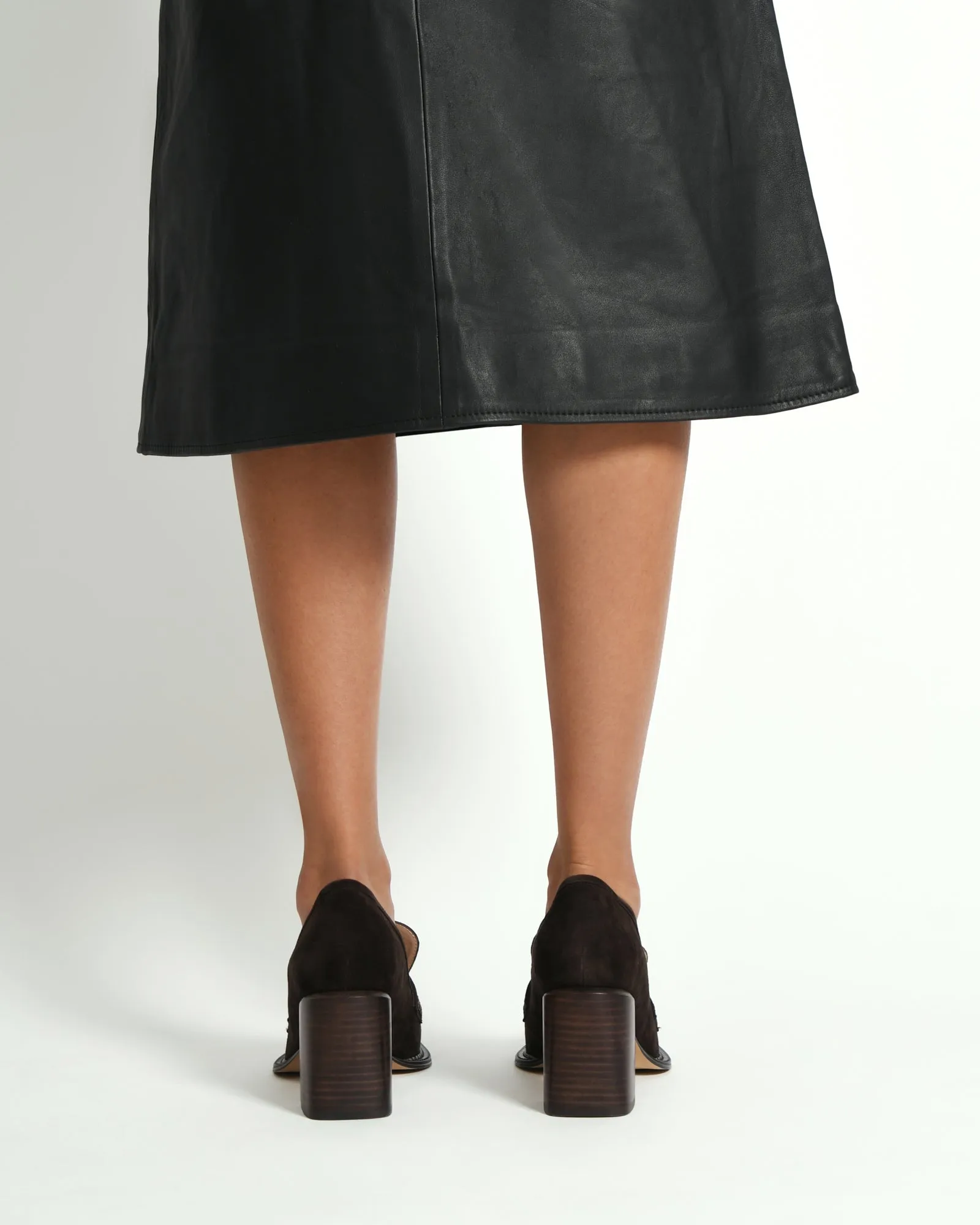 DELILAH MID HEEL LOAFERS BLACK LEATHER Jo Mercer