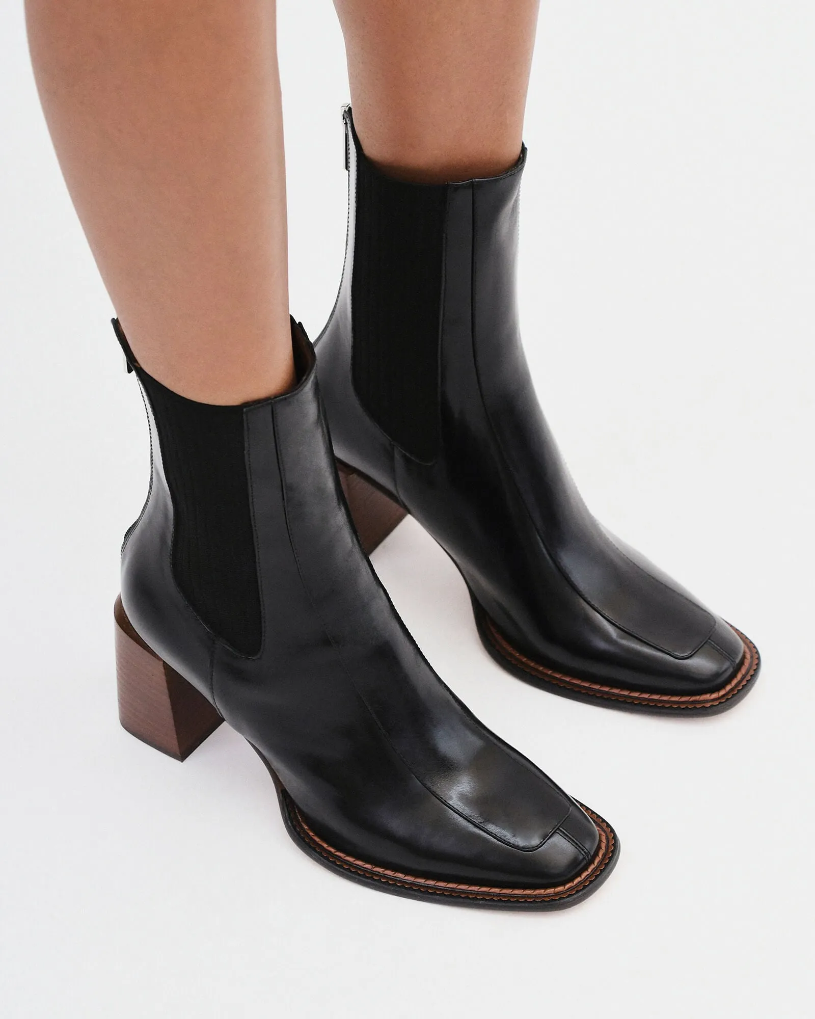 DEVINA MID ANKLE BOOTS BLACK LEATHER Jo Mercer