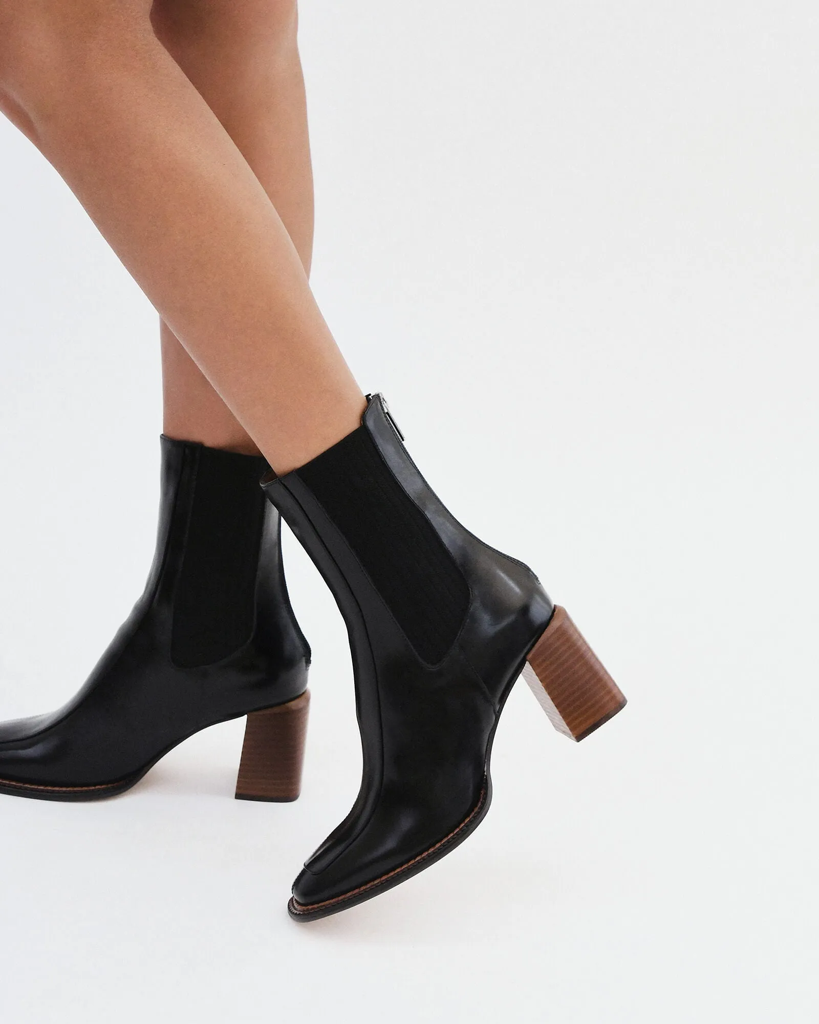 DEVINA MID ANKLE BOOTS BLACK LEATHER Jo Mercer