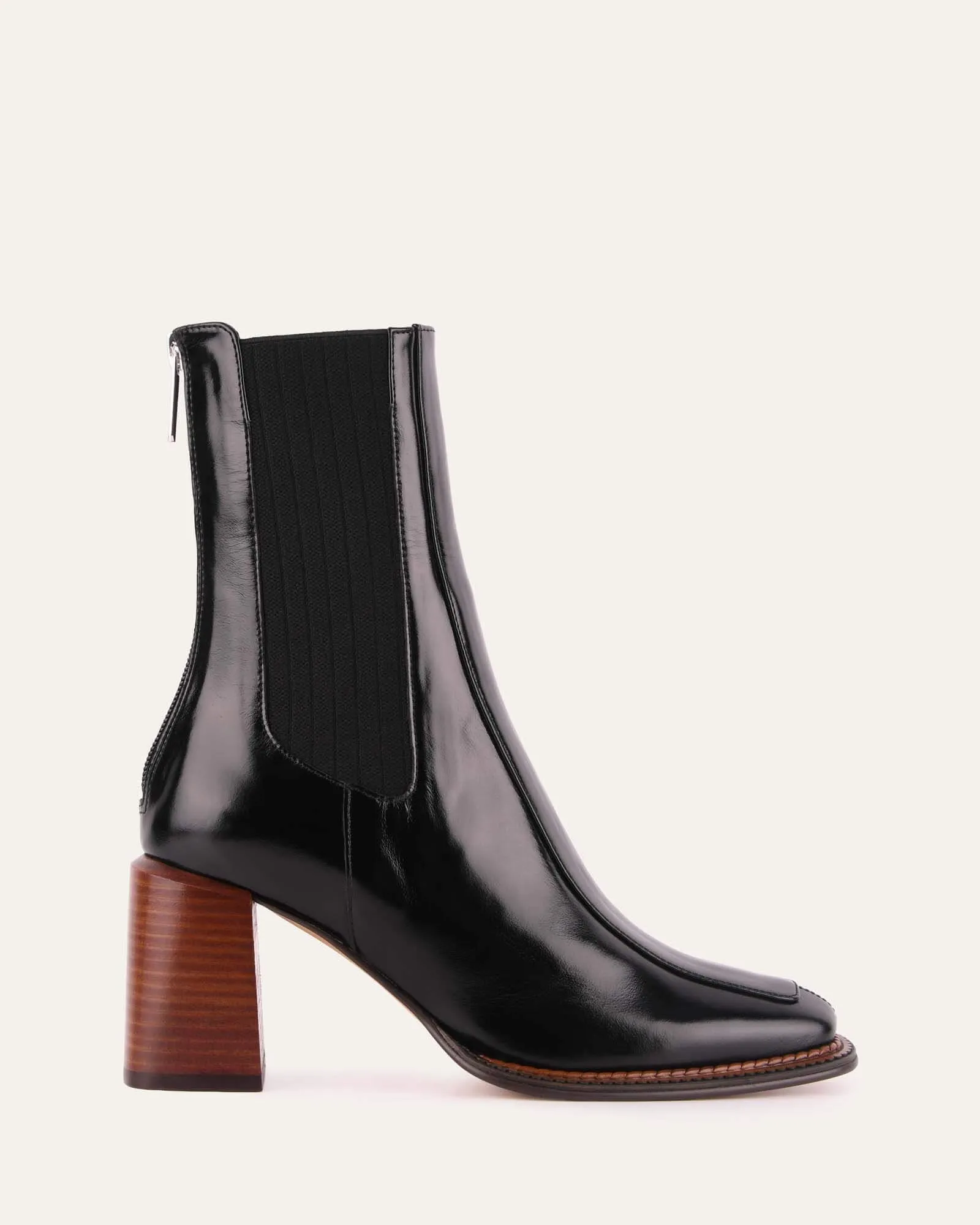 DEVINA MID ANKLE BOOTS BLACK LEATHER Jo Mercer