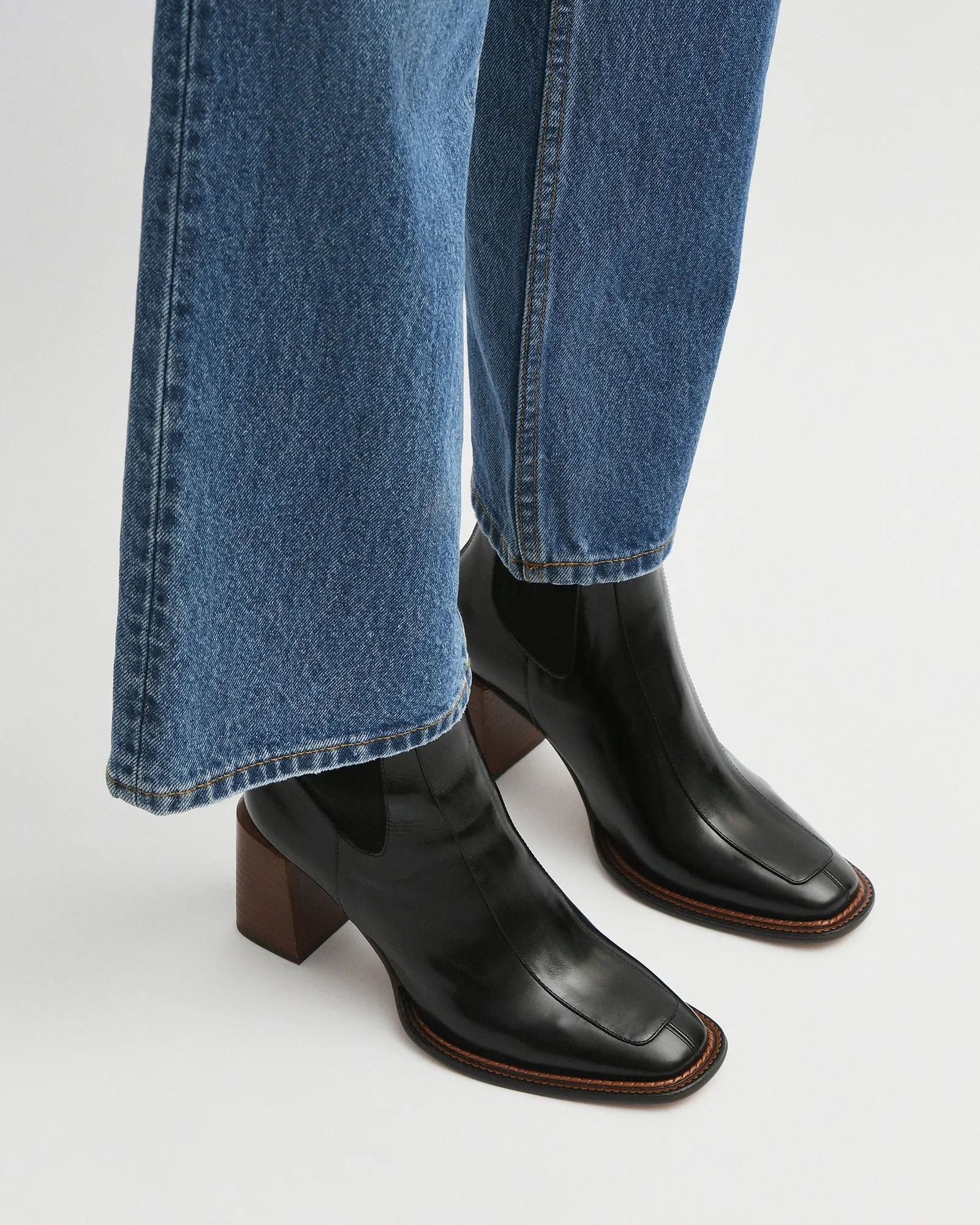 DEVINA MID ANKLE BOOTS BLACK LEATHER Jo Mercer