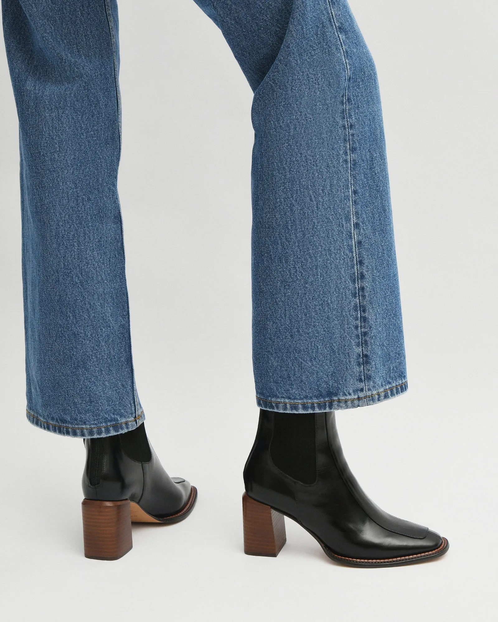 DEVINA MID ANKLE BOOTS BLACK LEATHER Jo Mercer