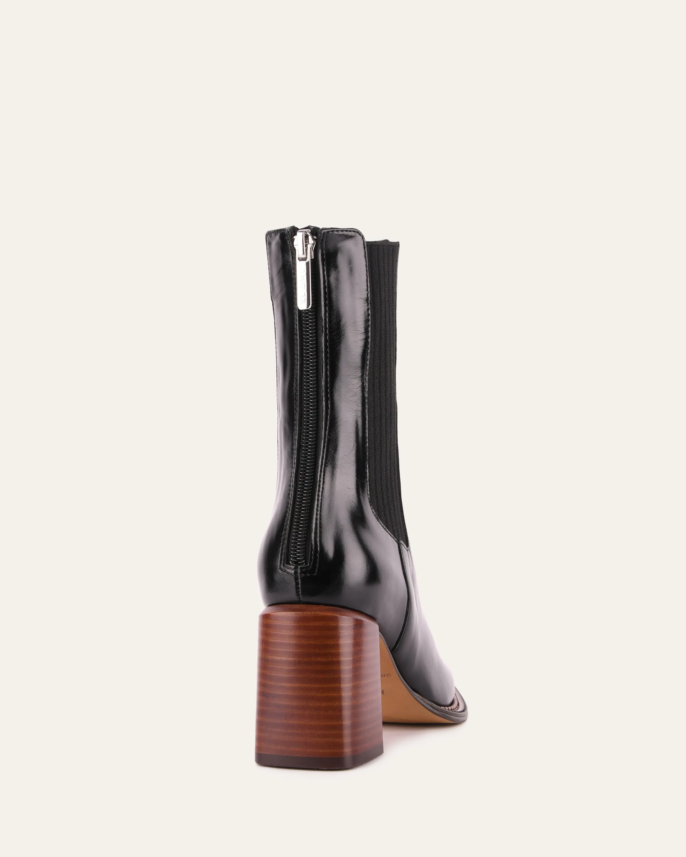 DEVINA MID ANKLE BOOTS BLACK LEATHER Jo Mercer