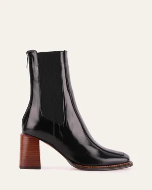 DEVINA MID ANKLE BOOTS BLACK LEATHER Jo Mercer