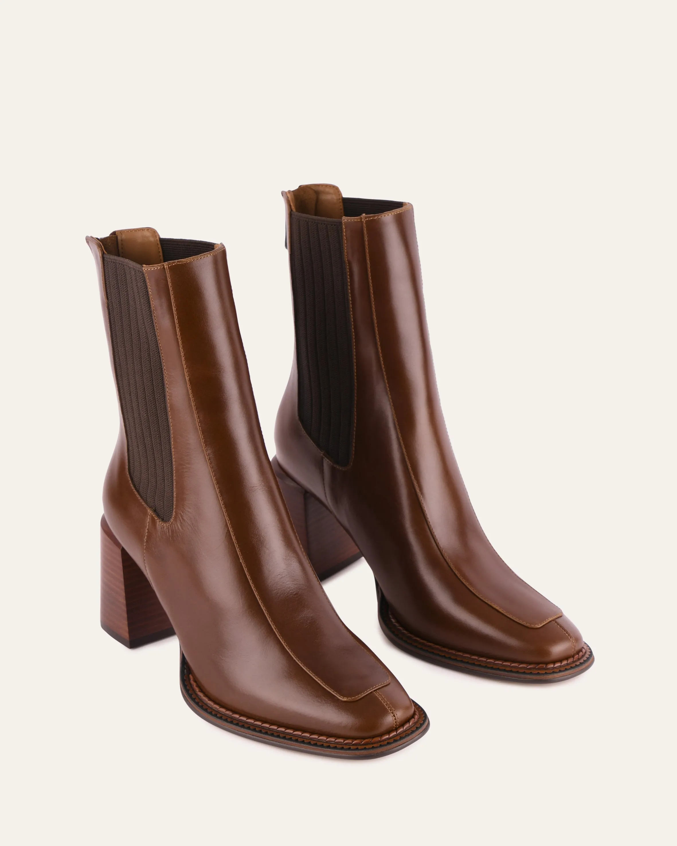 DEVINA MID ANKLE BOOTS DARK CHOC LEATHER Jo Mercer
