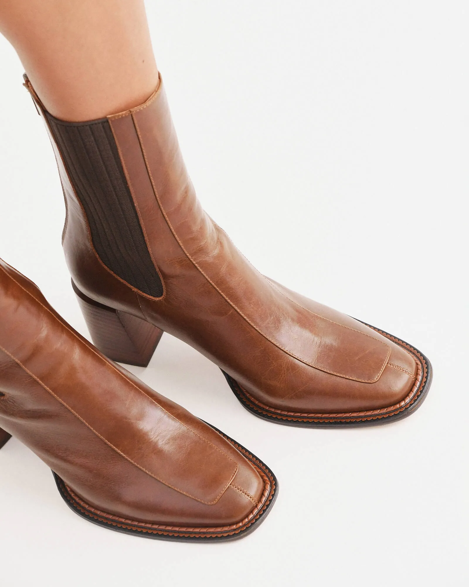 DEVINA MID ANKLE BOOTS DARK CHOC LEATHER Jo Mercer
