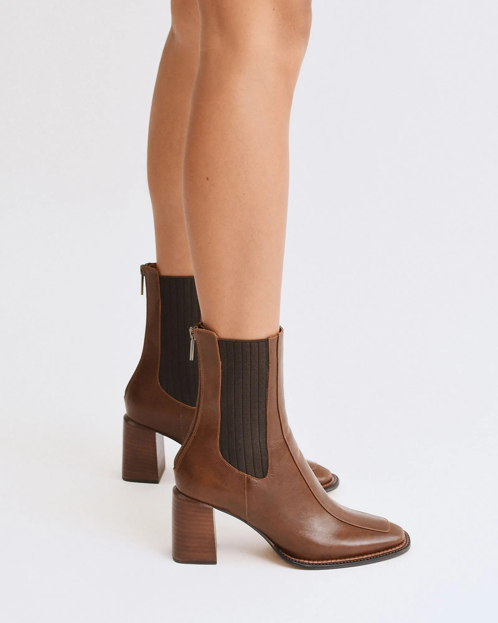 DEVINA MID ANKLE BOOTS DARK CHOC LEATHER Jo Mercer