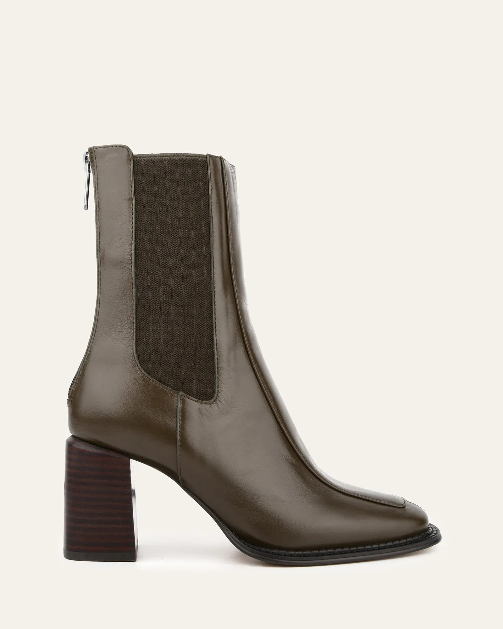 DEVINA MID ANKLE BOOTS DARK OLIVE LEATHER Jo Mercer