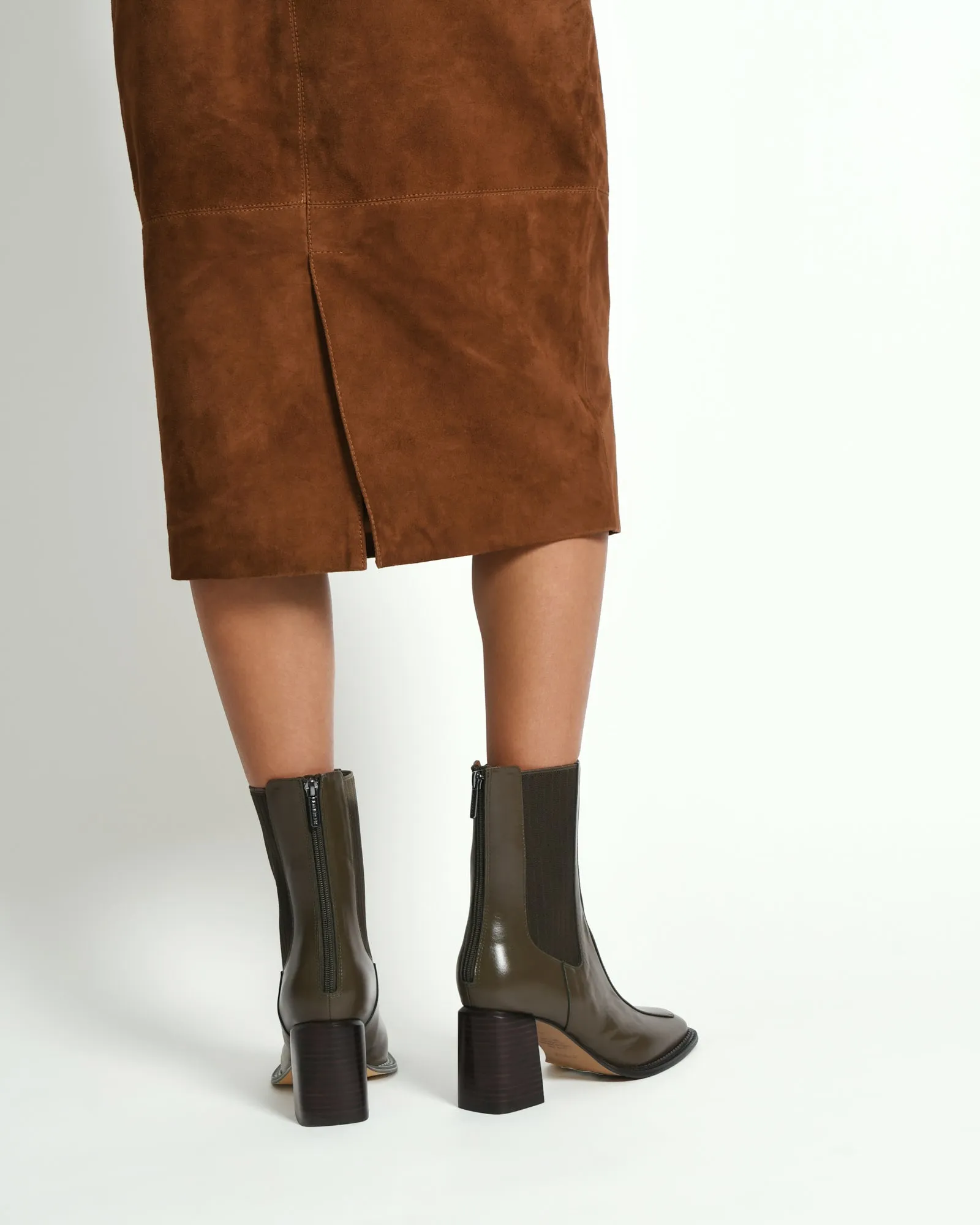 DEVINA MID ANKLE BOOTS DARK OLIVE LEATHER Jo Mercer