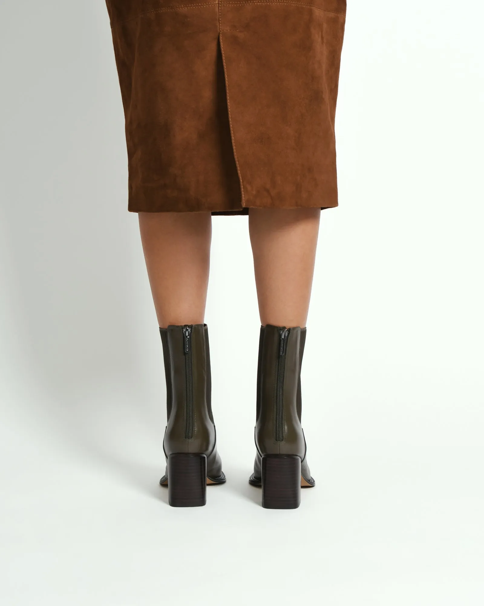 DEVINA MID ANKLE BOOTS DARK OLIVE LEATHER Jo Mercer