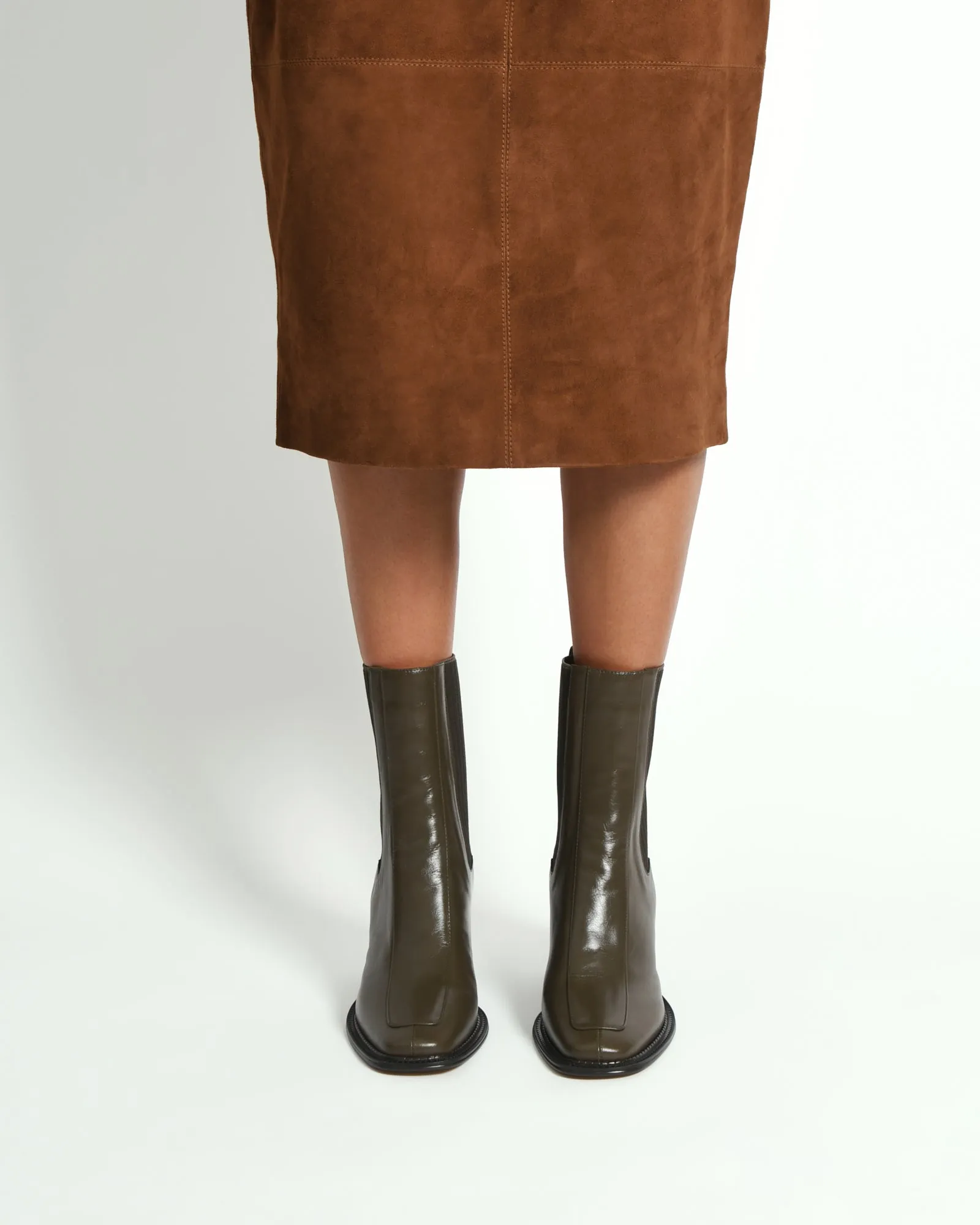 DEVINA MID ANKLE BOOTS DARK OLIVE LEATHER Jo Mercer