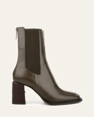 DEVINA MID ANKLE BOOTS DARK OLIVE LEATHER Jo Mercer