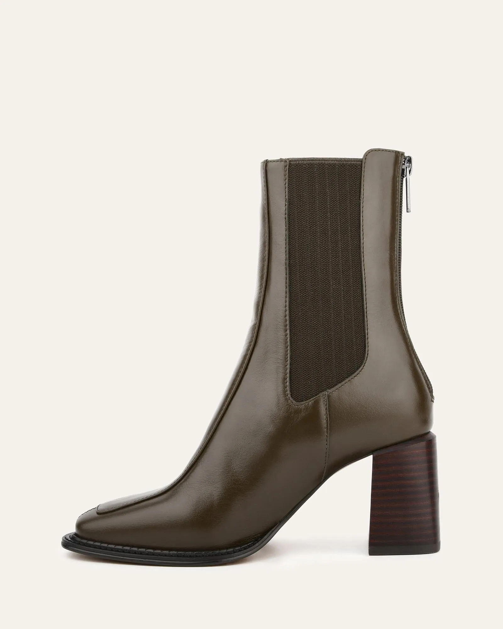 DEVINA MID ANKLE BOOTS DARK OLIVE LEATHER Jo Mercer