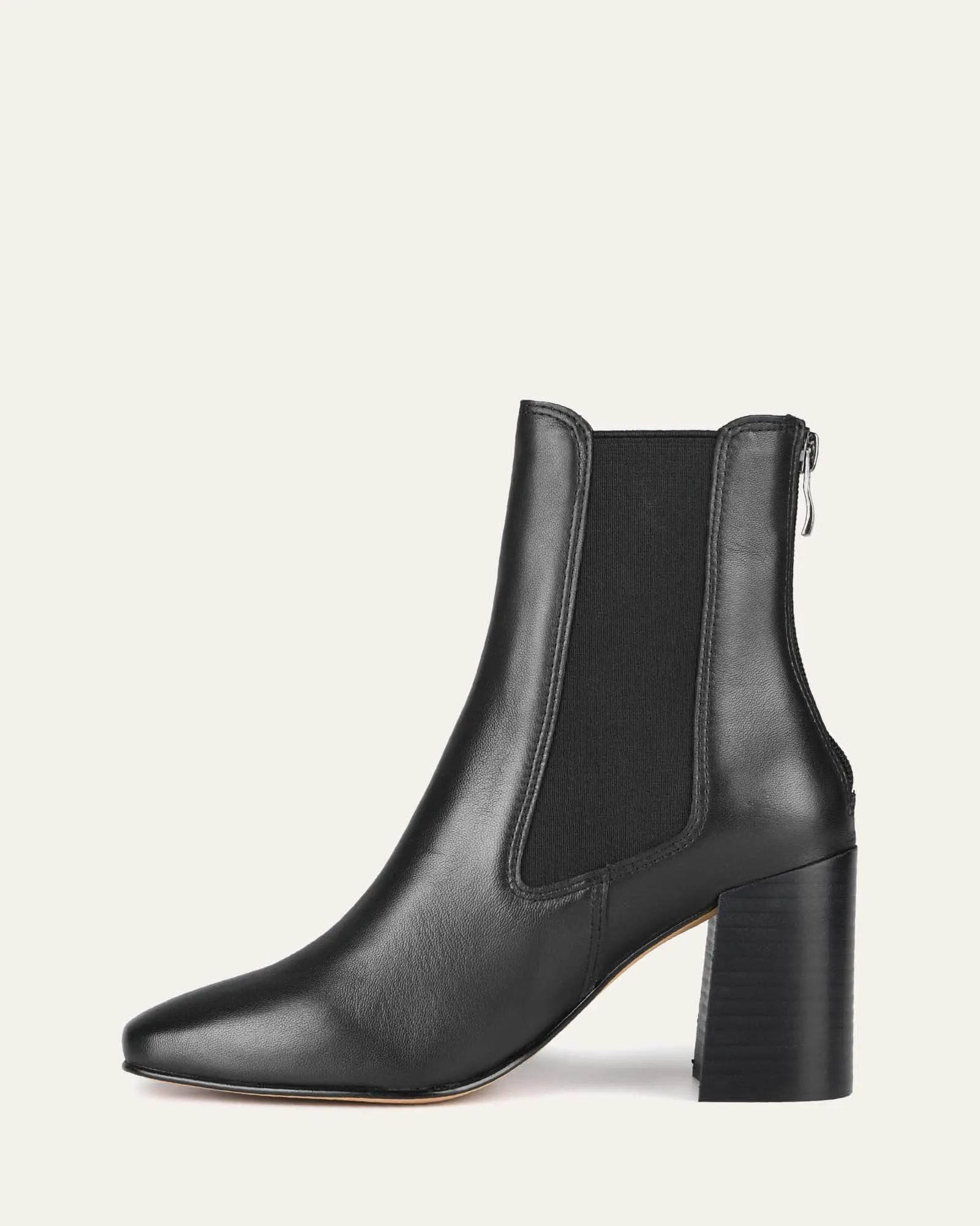 DIAMOND MID ANKLE BOOTS BLACK LEATHER Jo Mercer
