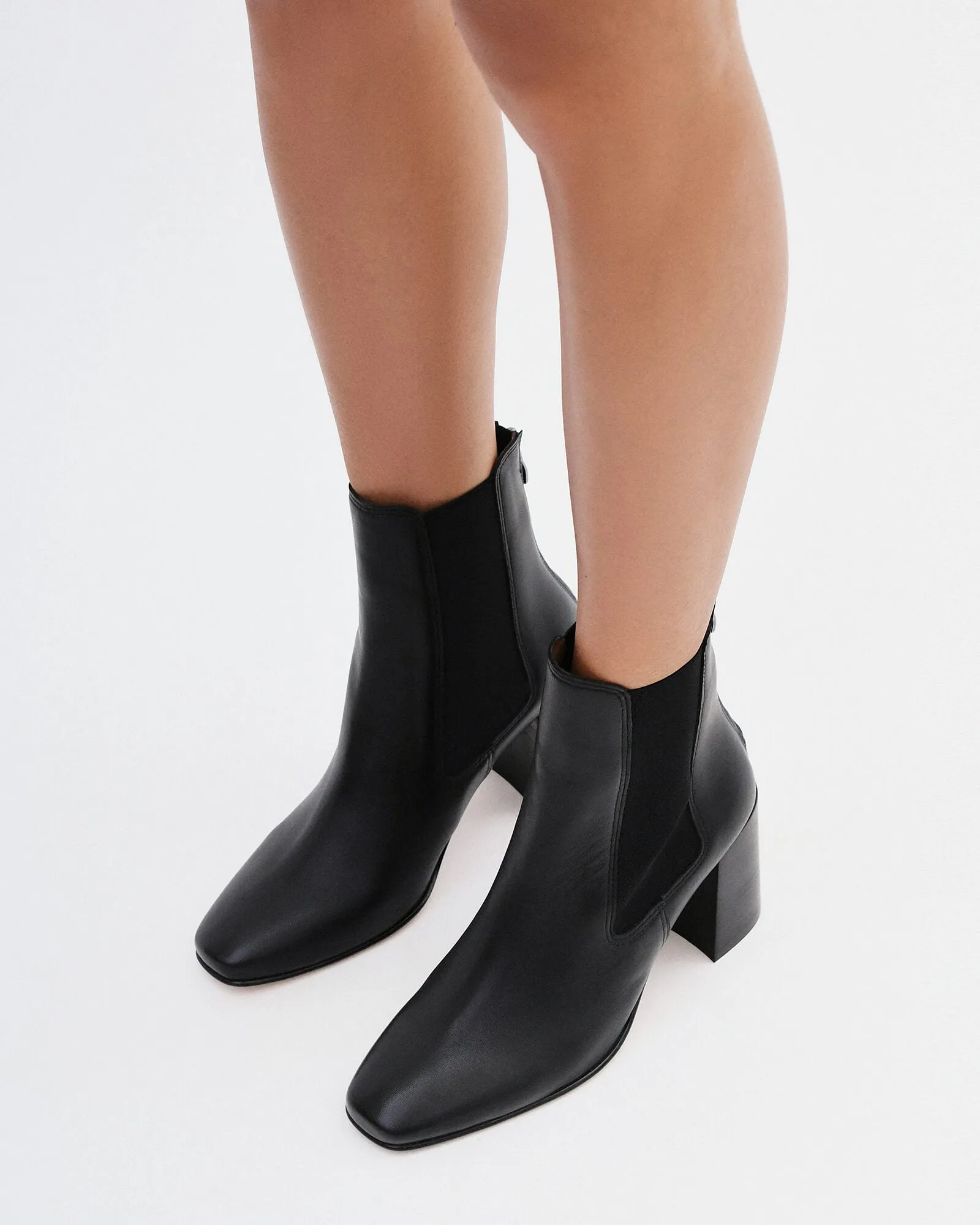 DIAMOND MID ANKLE BOOTS BLACK LEATHER Jo Mercer