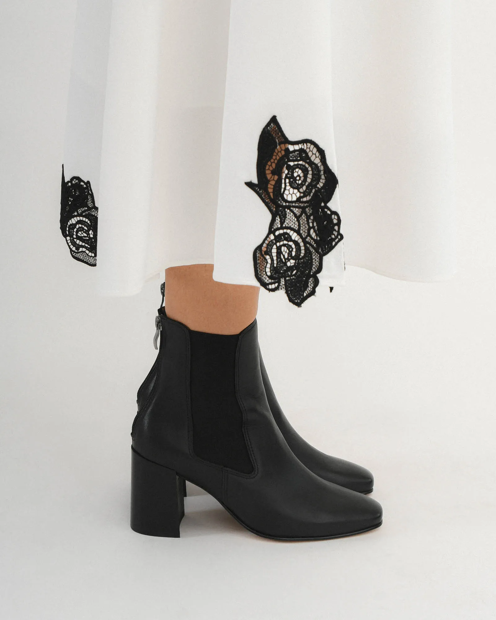 DIAMOND MID ANKLE BOOTS BLACK LEATHER Jo Mercer