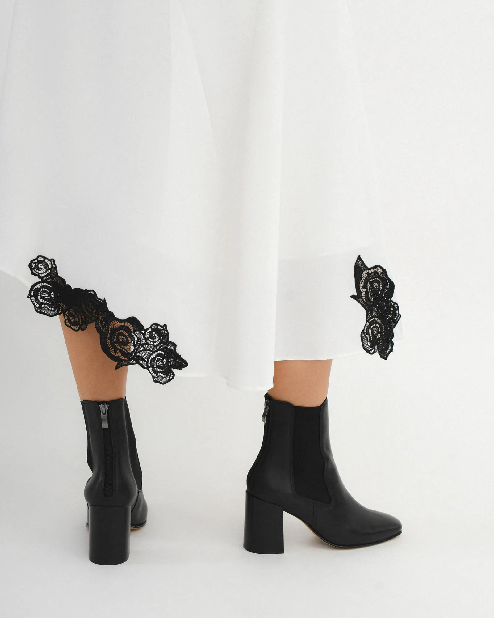 DIAMOND MID ANKLE BOOTS BLACK LEATHER Jo Mercer