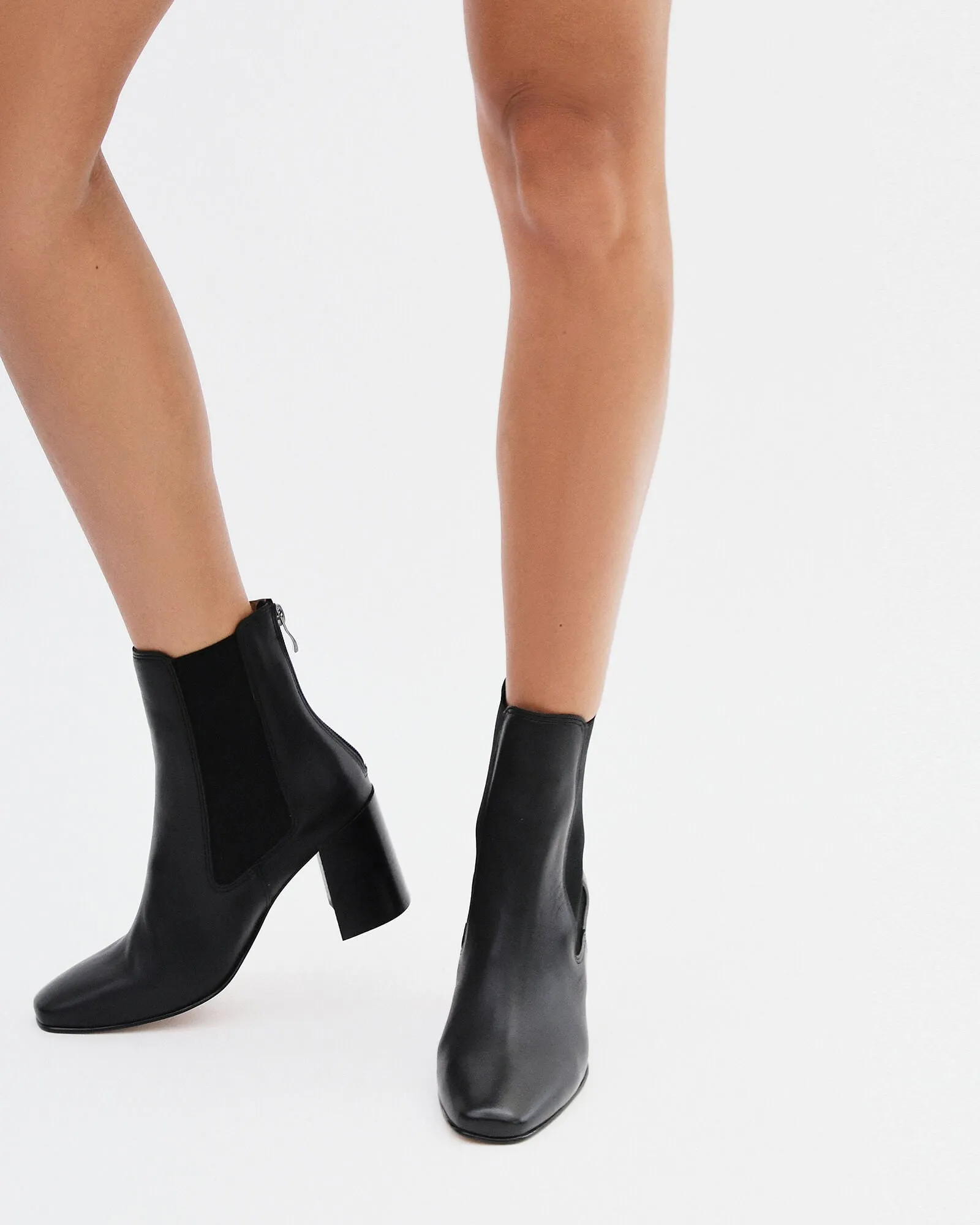 DIAMOND MID ANKLE BOOTS BLACK LEATHER Jo Mercer